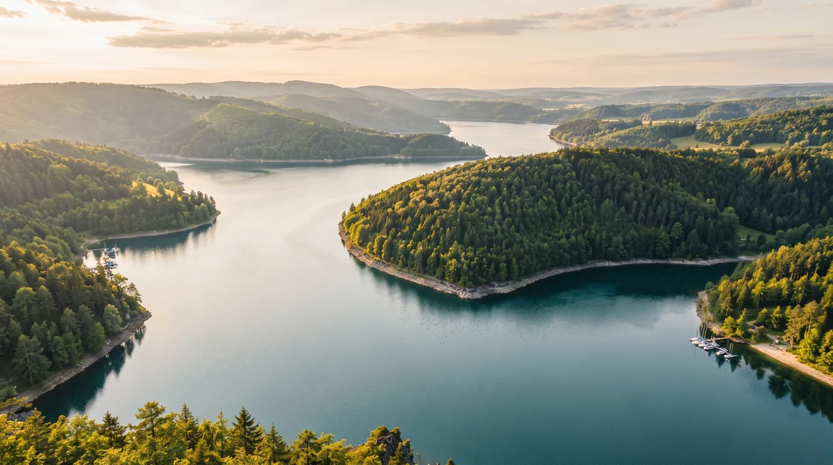 Der Hohenwarte-Stausee zwischen Wasser und Wald